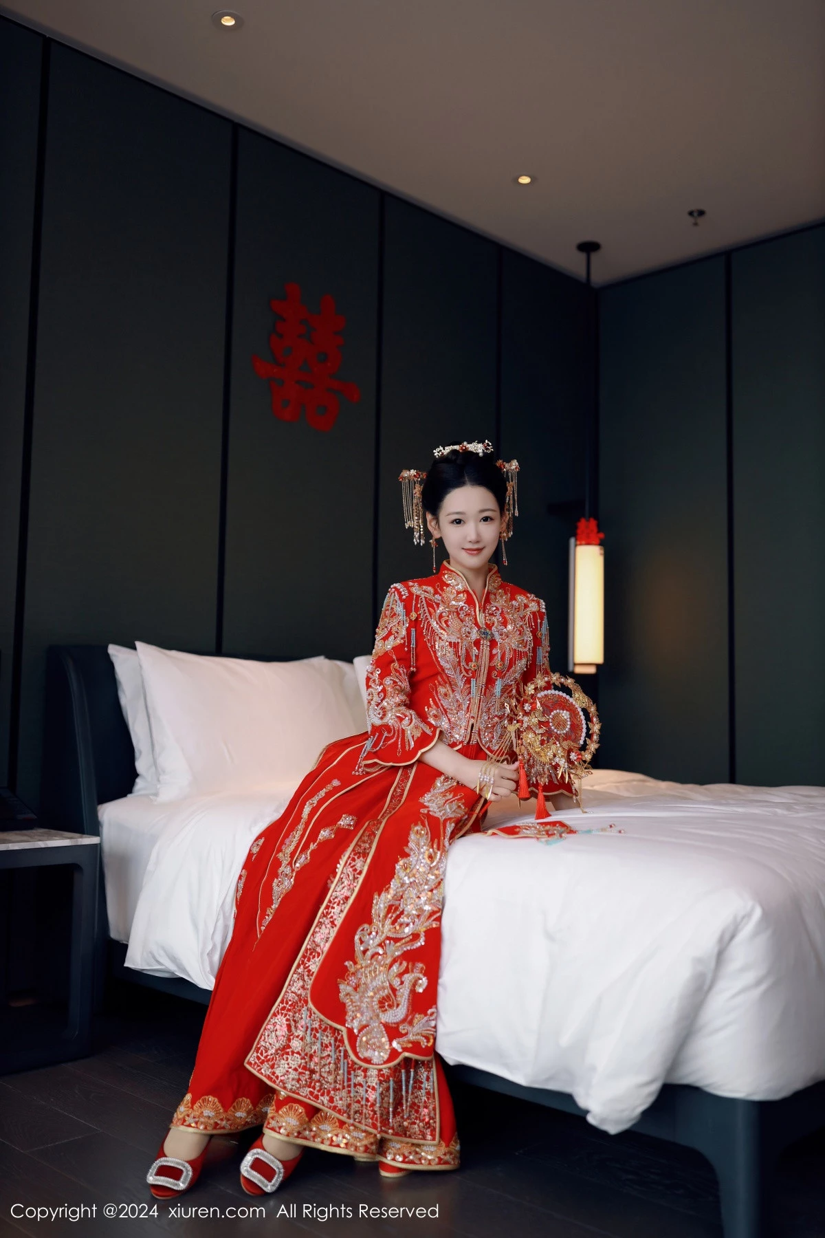 秀人集.com_[XiuRen秀人网]No.8972_模特唐安琪性感红色新娘服饰露红色内衣配超薄肉丝撩人诱惑写真79P