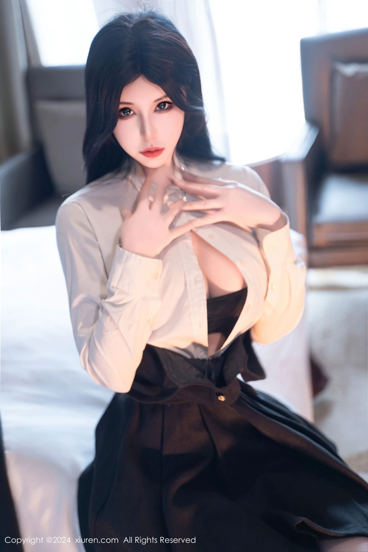 秀人集.com_[XiuRen秀人网]No.9106_模特陈芊儿私房性感白T露黑色皮质情趣内衣秀丰满身材诱惑写真90P