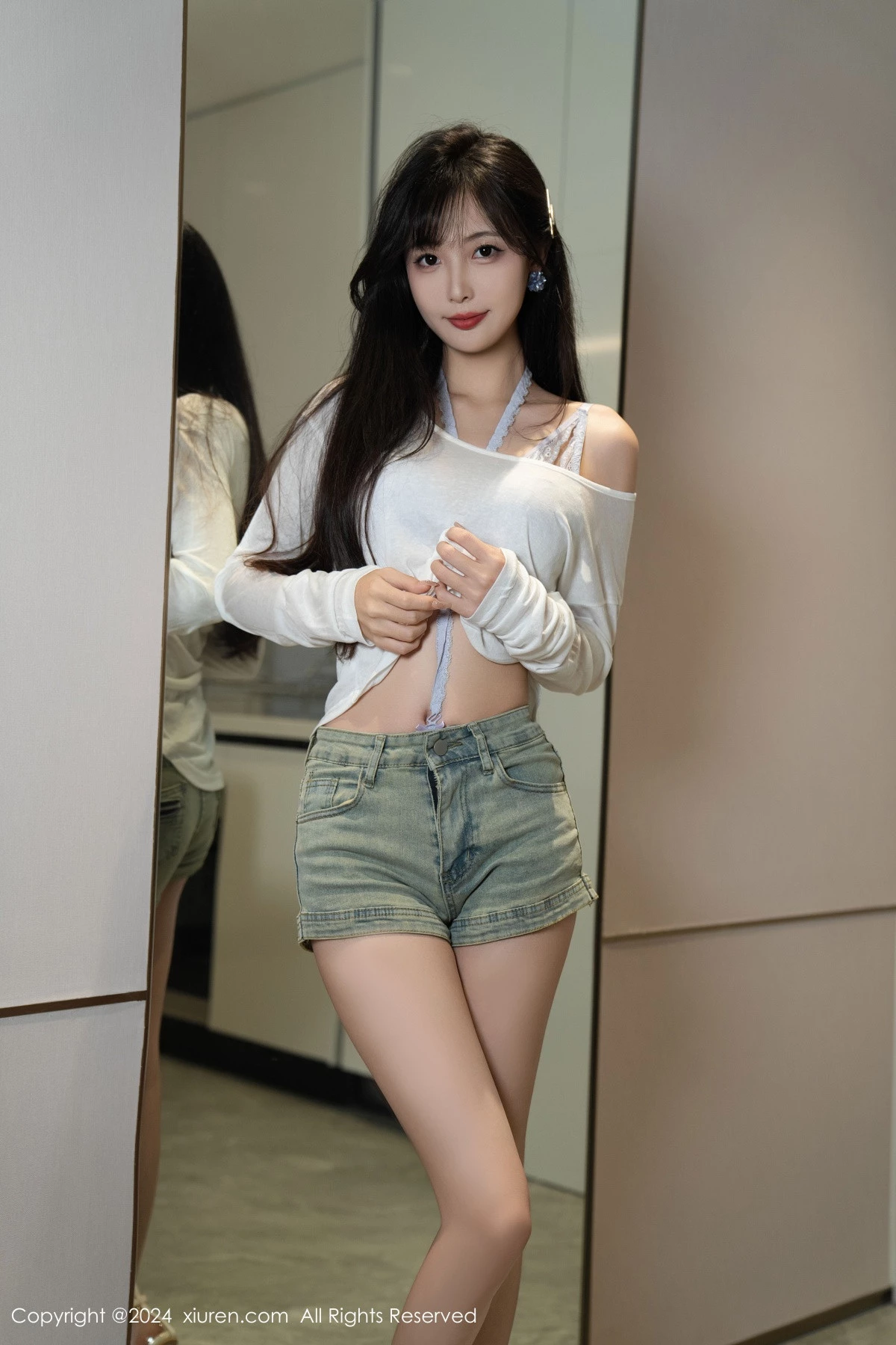 秀人集.com_[XiuRen秀人网]No.9215_模特林星阑性感蓝色情趣内衣配超短牛仔裤秀曼妙身姿迷人写真96P