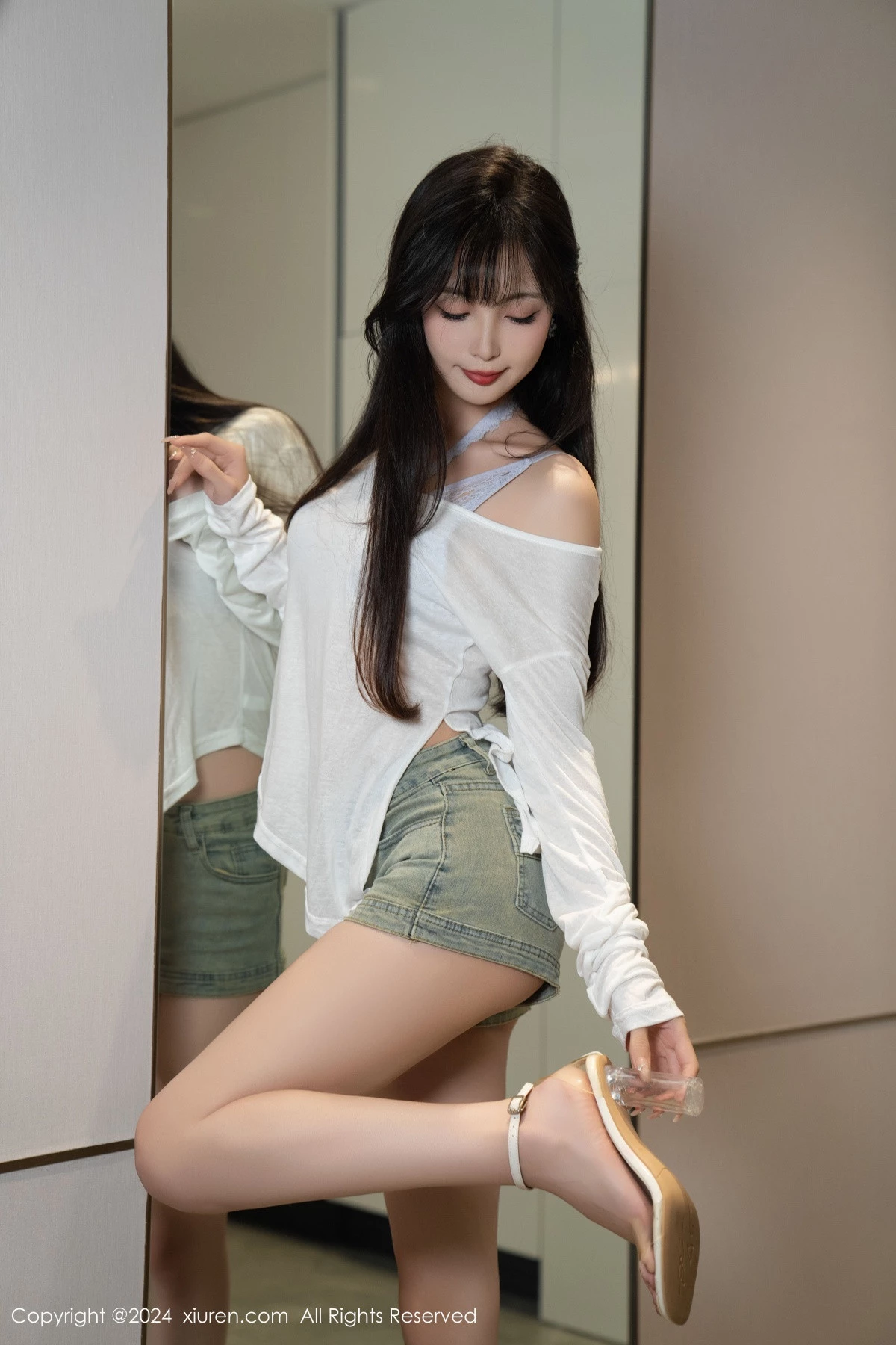 秀人集.com_[XiuRen秀人网]No.9215_模特林星阑性感蓝色情趣内衣配超短牛仔裤秀曼妙身姿迷人写真96P