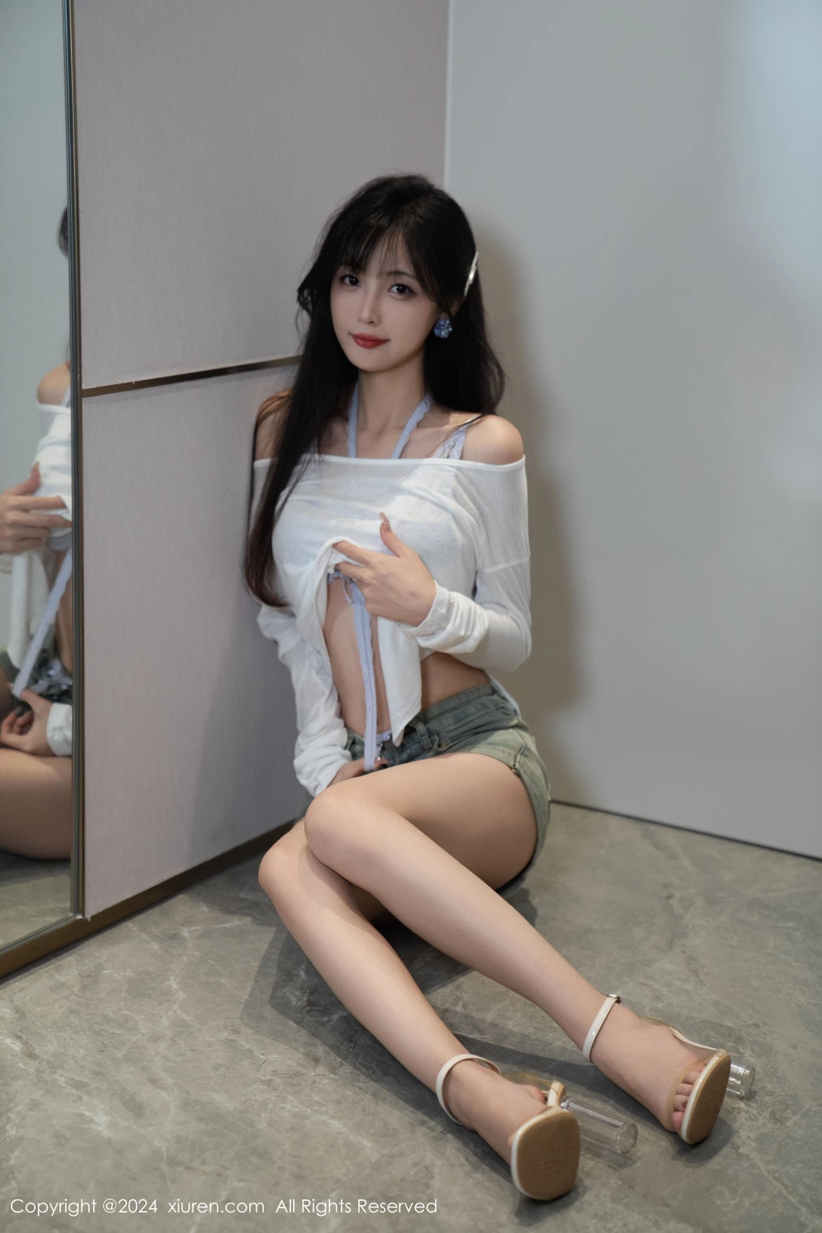 秀人集.com_[XiuRen秀人网]No.9215_模特林星阑性感蓝色情趣内衣配超短牛仔裤秀曼妙身姿迷人写真96P