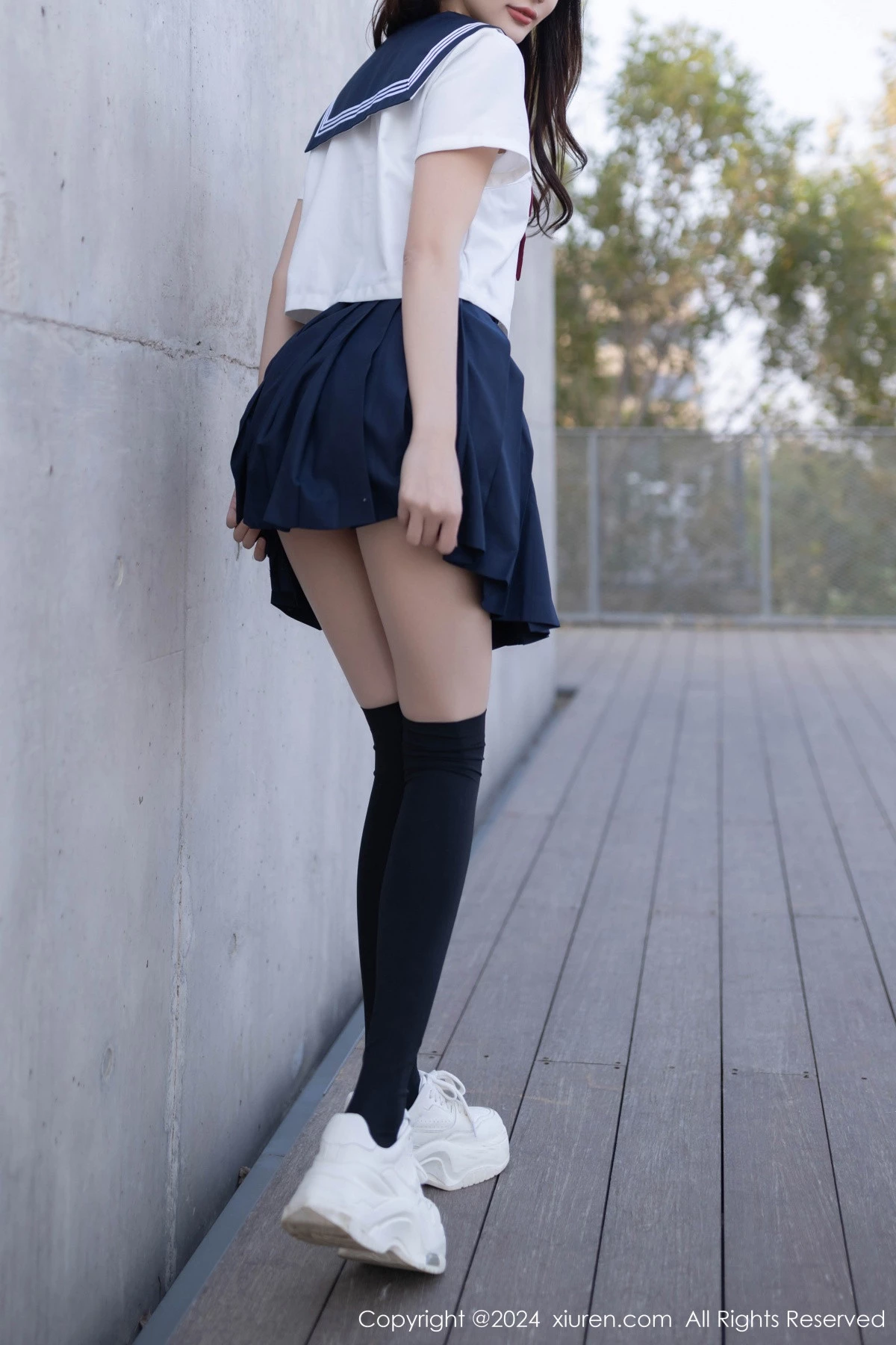 秀人集.com_[XiuRen秀人网]No.9305_模特陆萱萱性感JK制服+黑色高叉连体衣配黑丝袜秀美腿诱惑写真80P