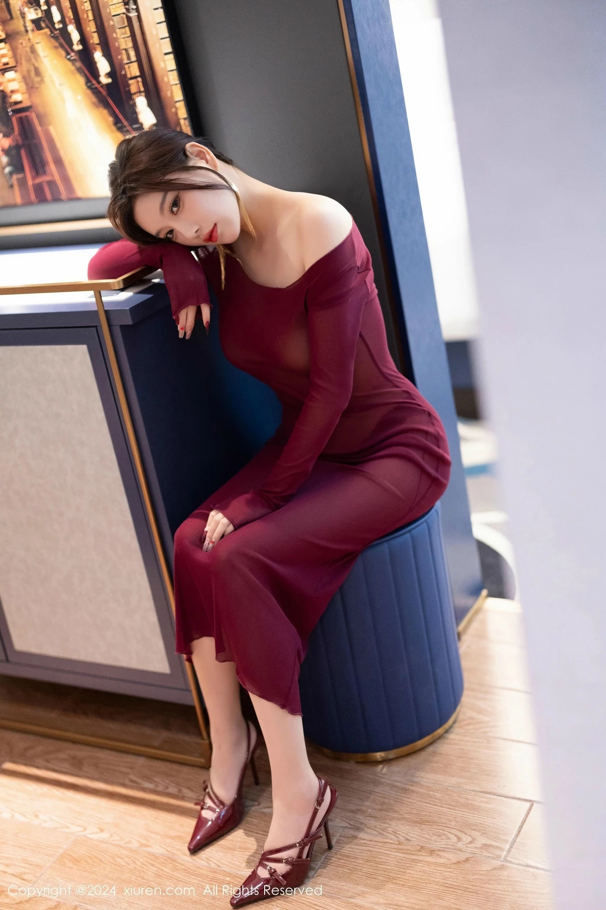 秀人集.com_[XiuRen秀人网]No.9348_女神杨晨晨Yome性感红色连衣裙配超薄肉丝秀丰腴身材诱惑写真82P