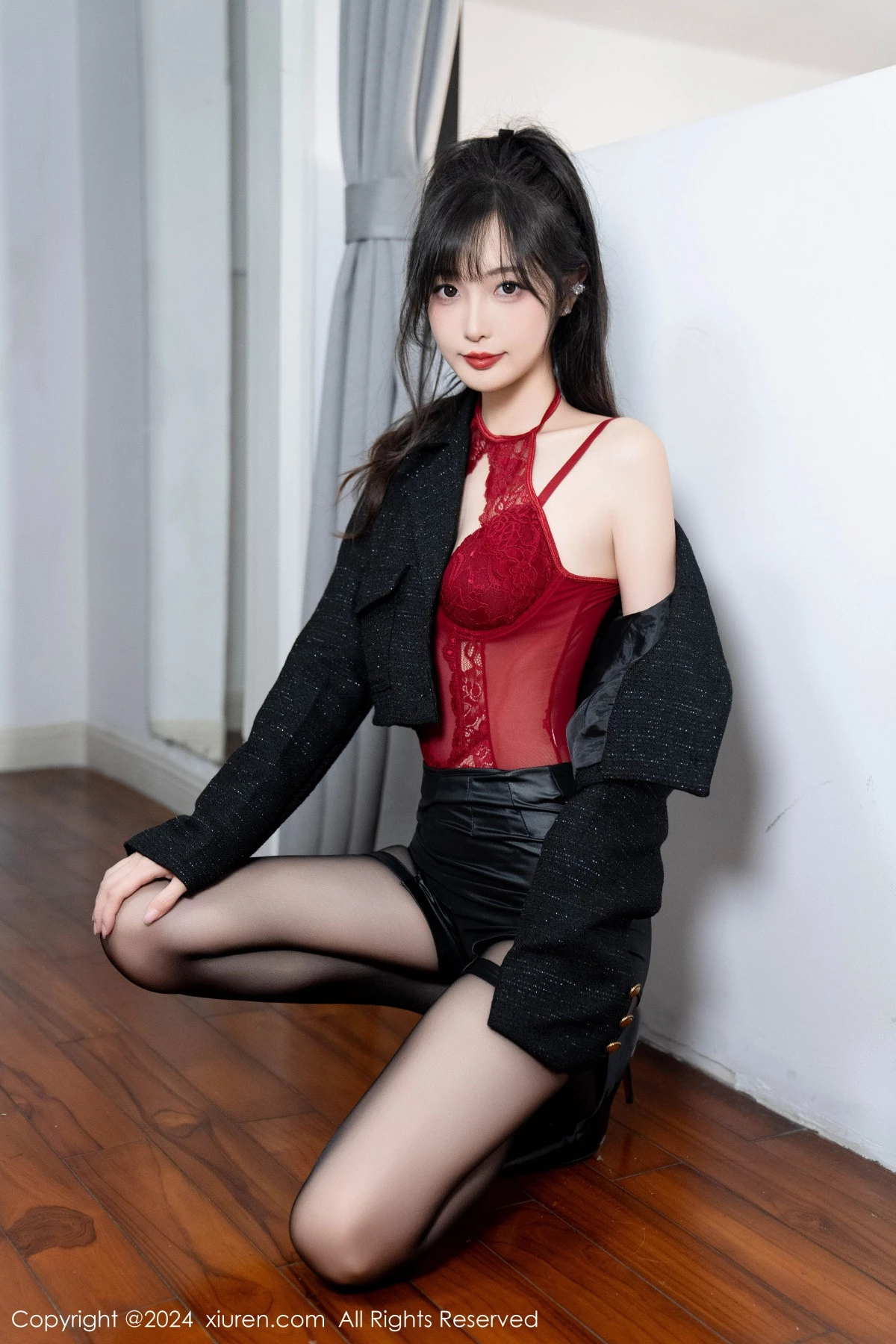 秀人集.com_[XiuRen秀人网]No.9561_模特林星阑性感红色蕾丝连体衣配黑丝吊袜秀曼妙身姿诱惑写真90P