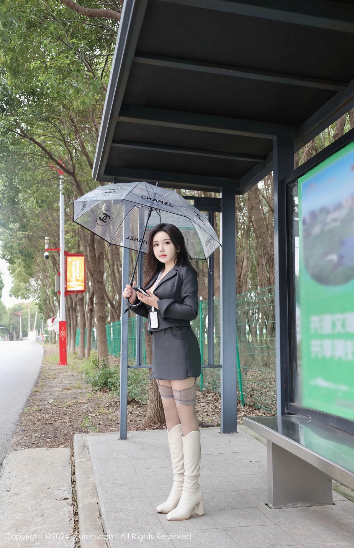 秀人集.com_[XiuRen秀人网]No.9595_模特小薯条nienie性感OL制服露情趣内衣配灰丝吊袜秀美腿诱惑写真76P