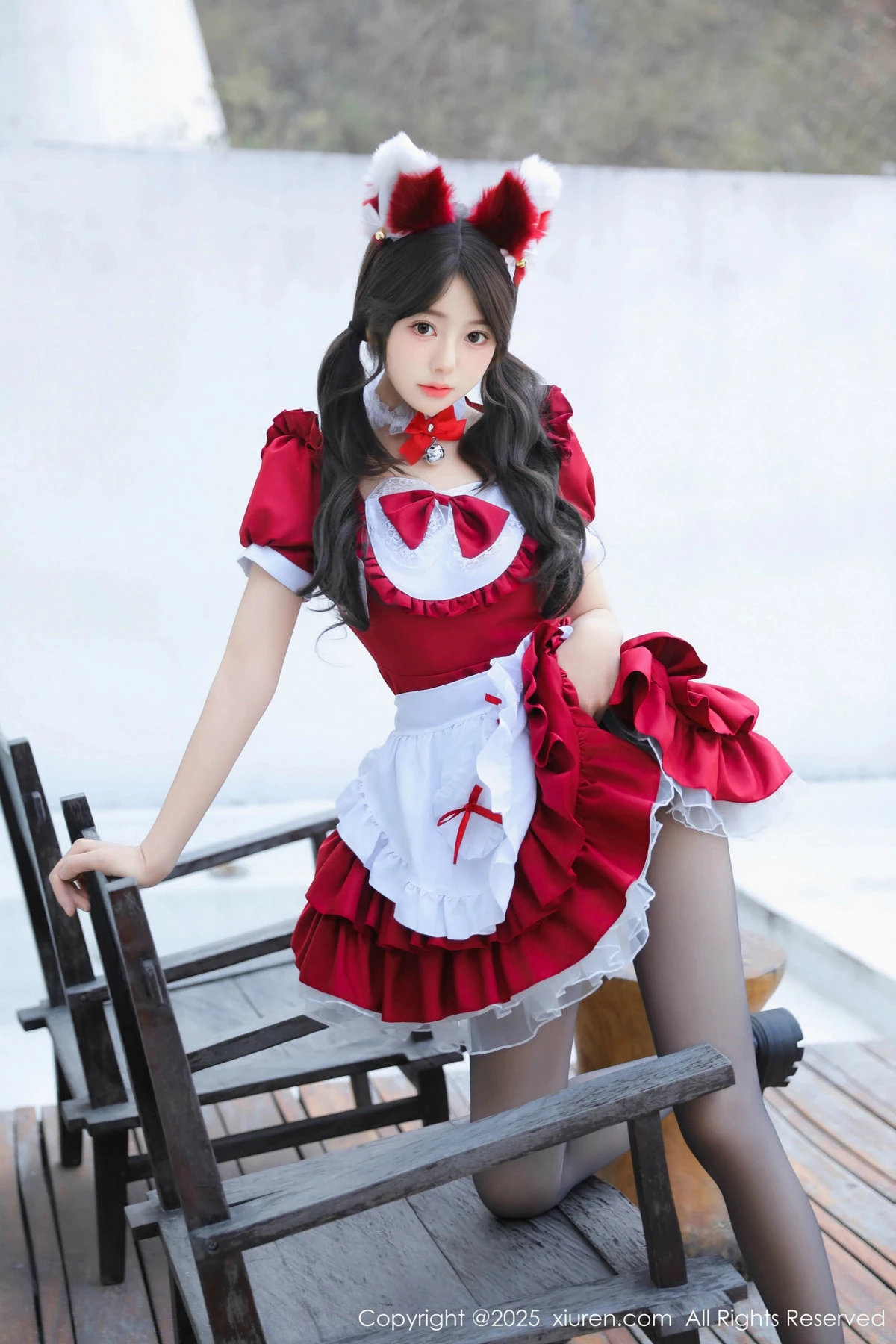 秀人集.com_[XiuRen秀人网]No.9814_模特桃妖夭红色喜庆女仆服露红色内衣配超薄黑丝秀美腿诱惑写真87P