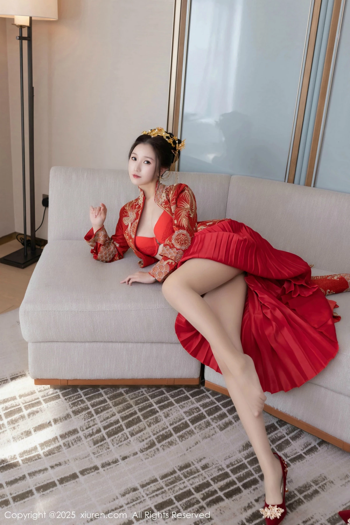 秀人集.com_[XiuRen秀人网]No.9811_模特杏子Yada性感新娘装红色情趣内衣配超薄肉丝秀美腿诱惑写真84P