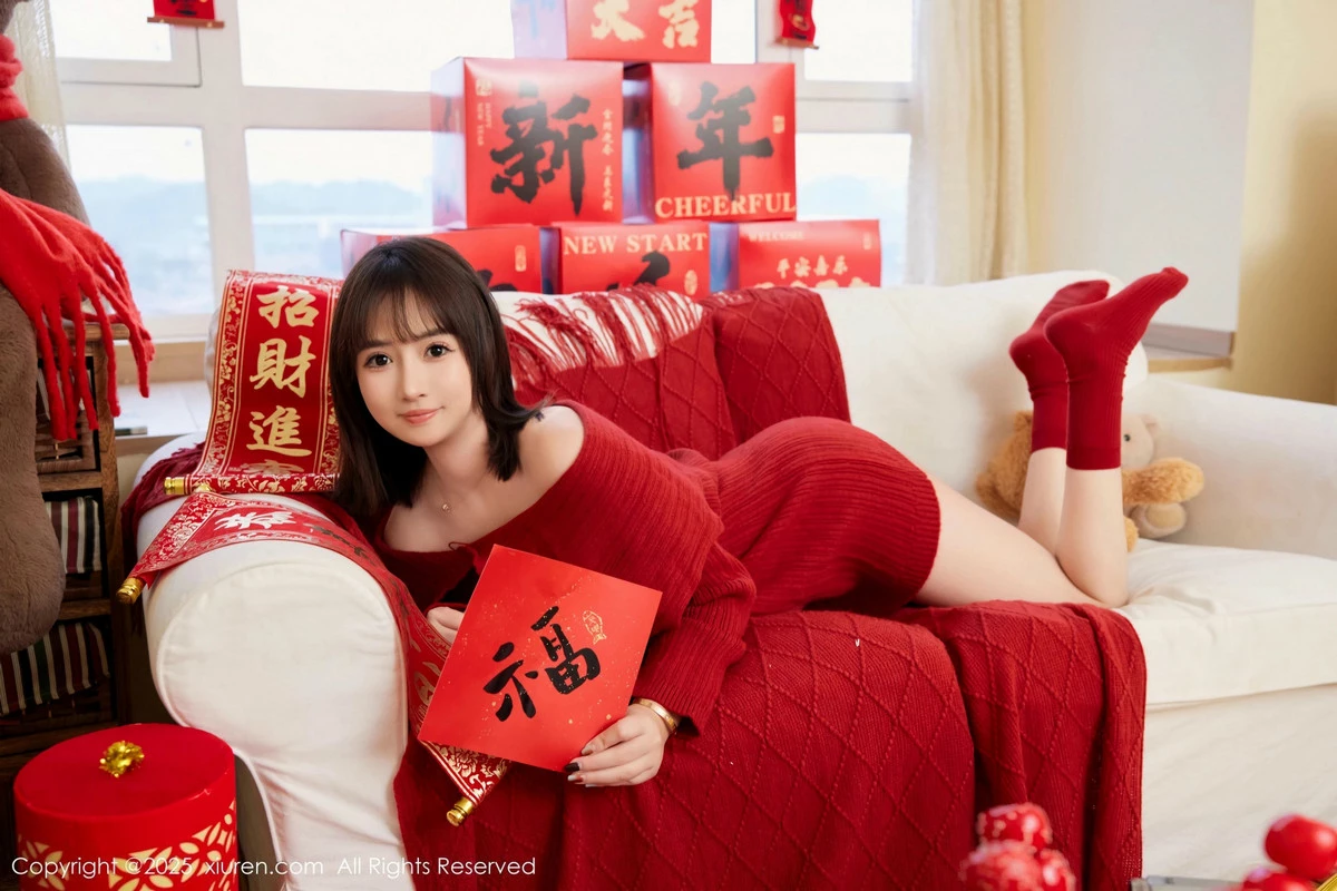 秀人集.com_[XiuRen秀人网]No.9818_模特养乐多Doll新年主题性感喜庆红色内衣秀完美身材诱惑写真66P