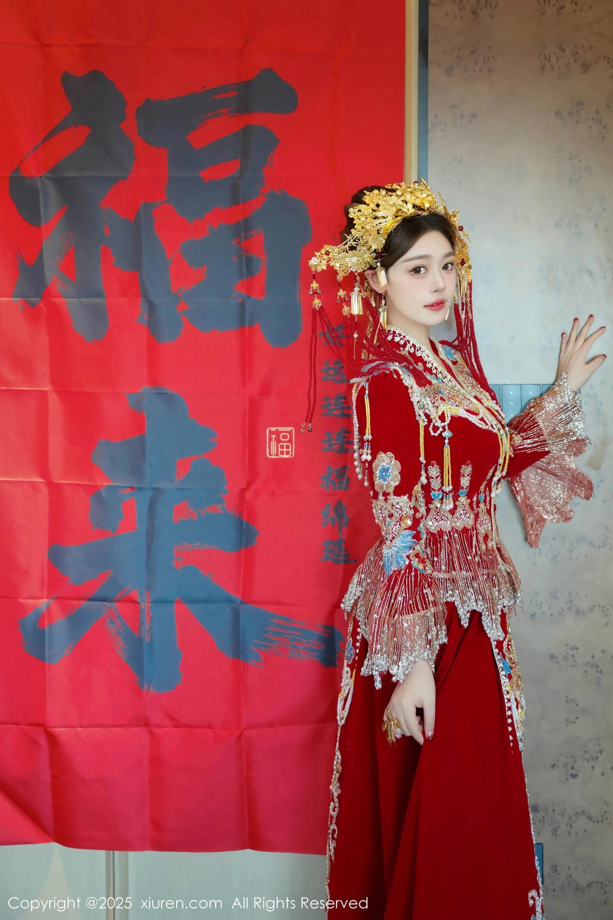 秀人集.com_[XiuRen秀人网]No.9823_模特蛋蛋宝新年主题性感红色新娘装露白色内衣秀丰腴身材诱惑写真79P