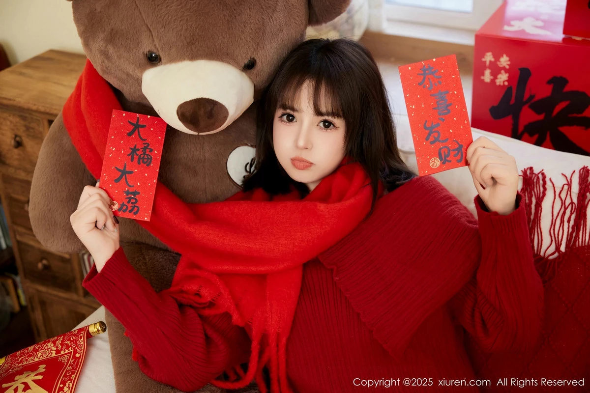 秀人集.com_[XiuRen秀人网]No.9818_模特养乐多Doll新年主题性感喜庆红色内衣秀完美身材诱惑写真66P