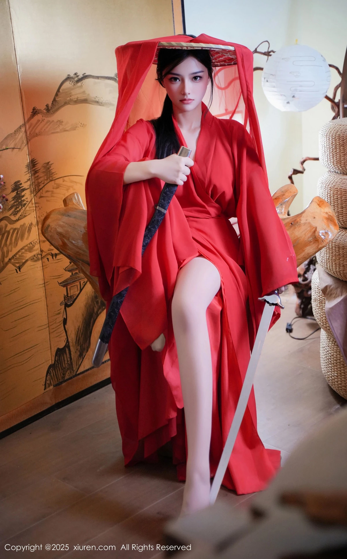 秀人集.com_[XiuRen秀人网]No.9890_模特妙可可Cheese性感红衣剑客装配肉丝袜秀丰腴身姿诱惑写真60P