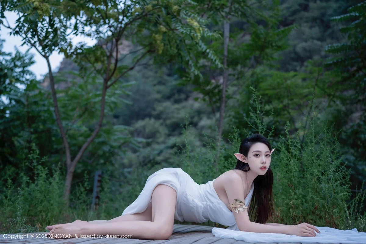 秀人集.com_[XINGYAN星颜社]VOL.314_模特清妙精灵装扮性感白色连衣长裙秀翘臀美腿惹火诱惑写真60P