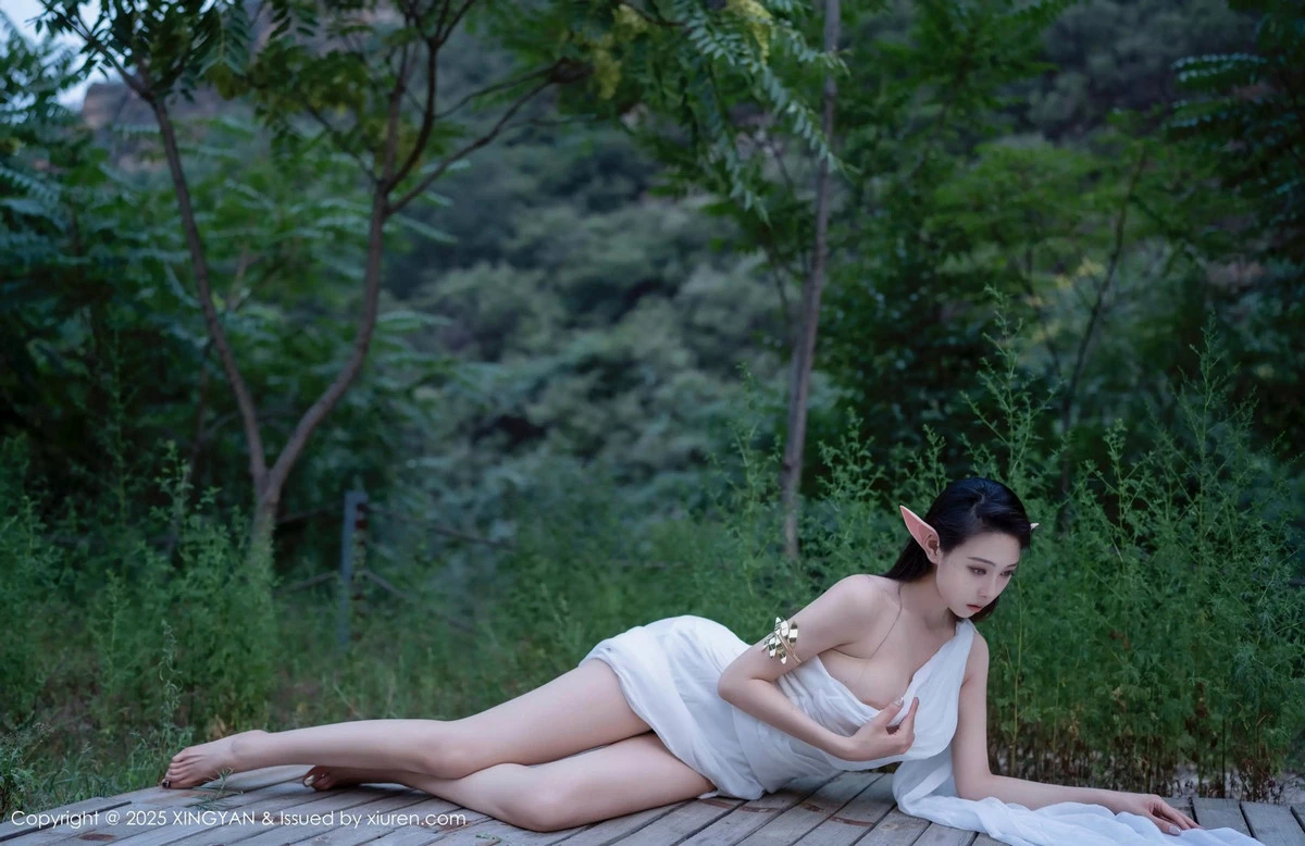 秀人集.com_[XINGYAN星颜社]VOL.314_模特清妙精灵装扮性感白色连衣长裙秀翘臀美腿惹火诱惑写真60P