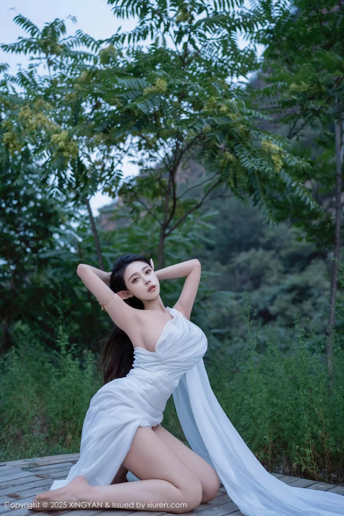 秀人集.com_[XINGYAN星颜社]VOL.314_模特清妙精灵装扮性感白色连衣长裙秀翘臀美腿惹火诱惑写真60P