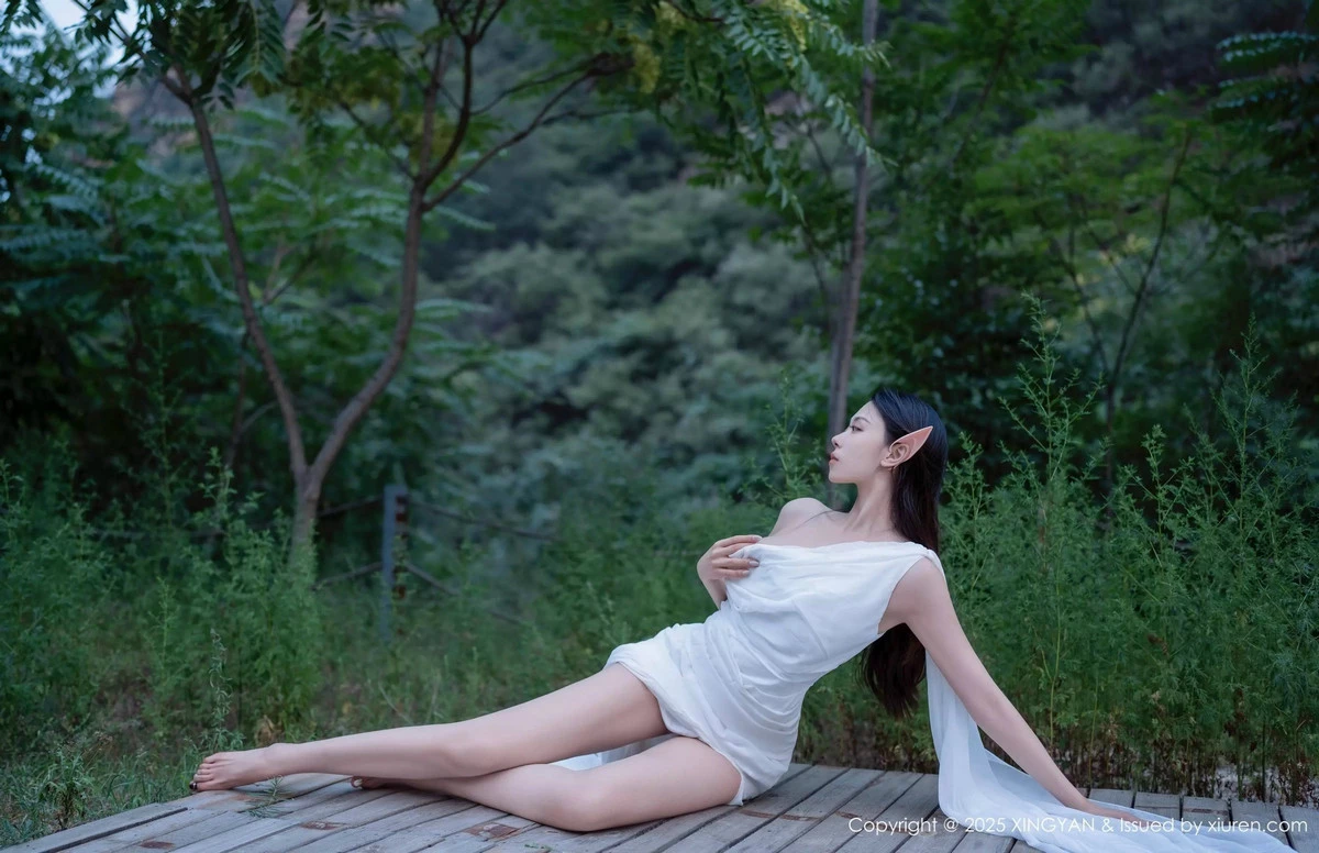 秀人集.com_[XINGYAN星颜社]VOL.314_模特清妙精灵装扮性感白色连衣长裙秀翘臀美腿惹火诱惑写真60P