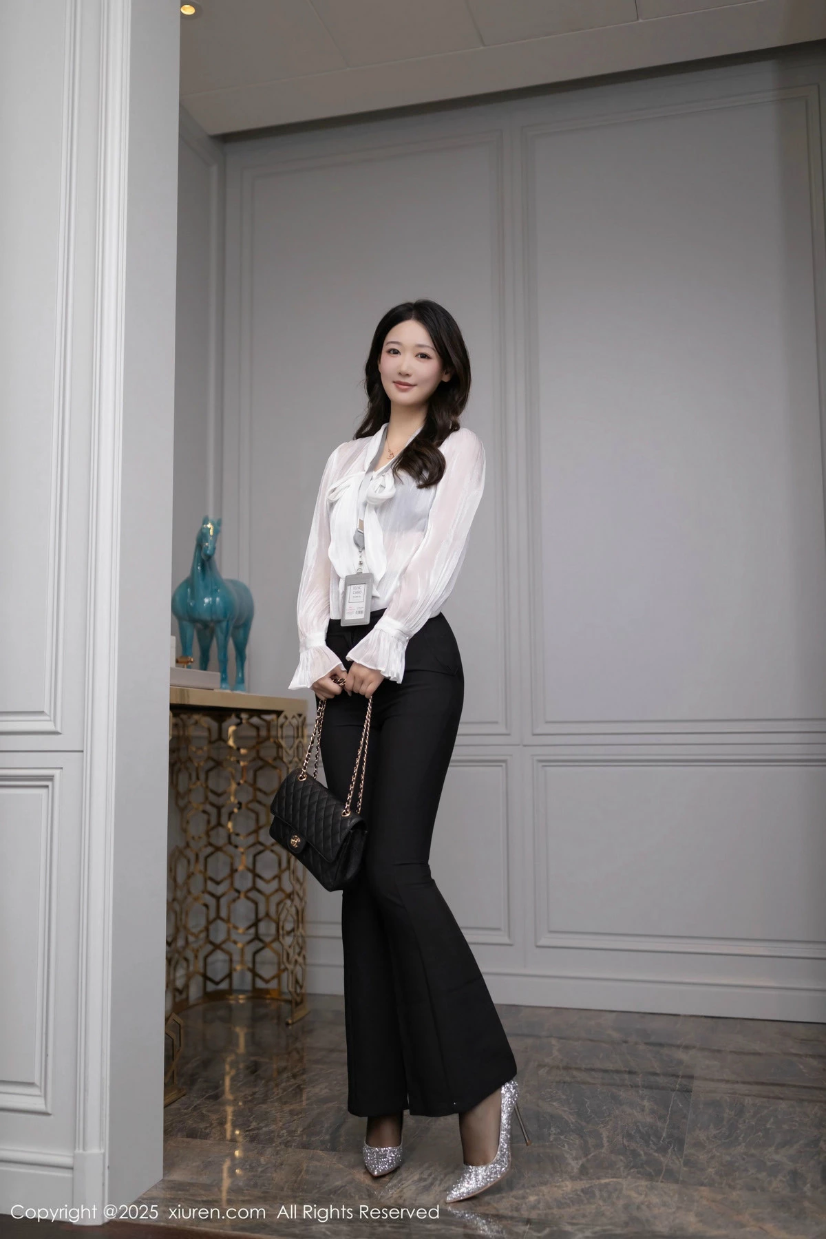 秀人集.com_[XiuRen秀人网]No.9960_模特唐安琪性感白衬衫露黑色内衣配超薄黑丝秀柔美身姿诱惑写真82P