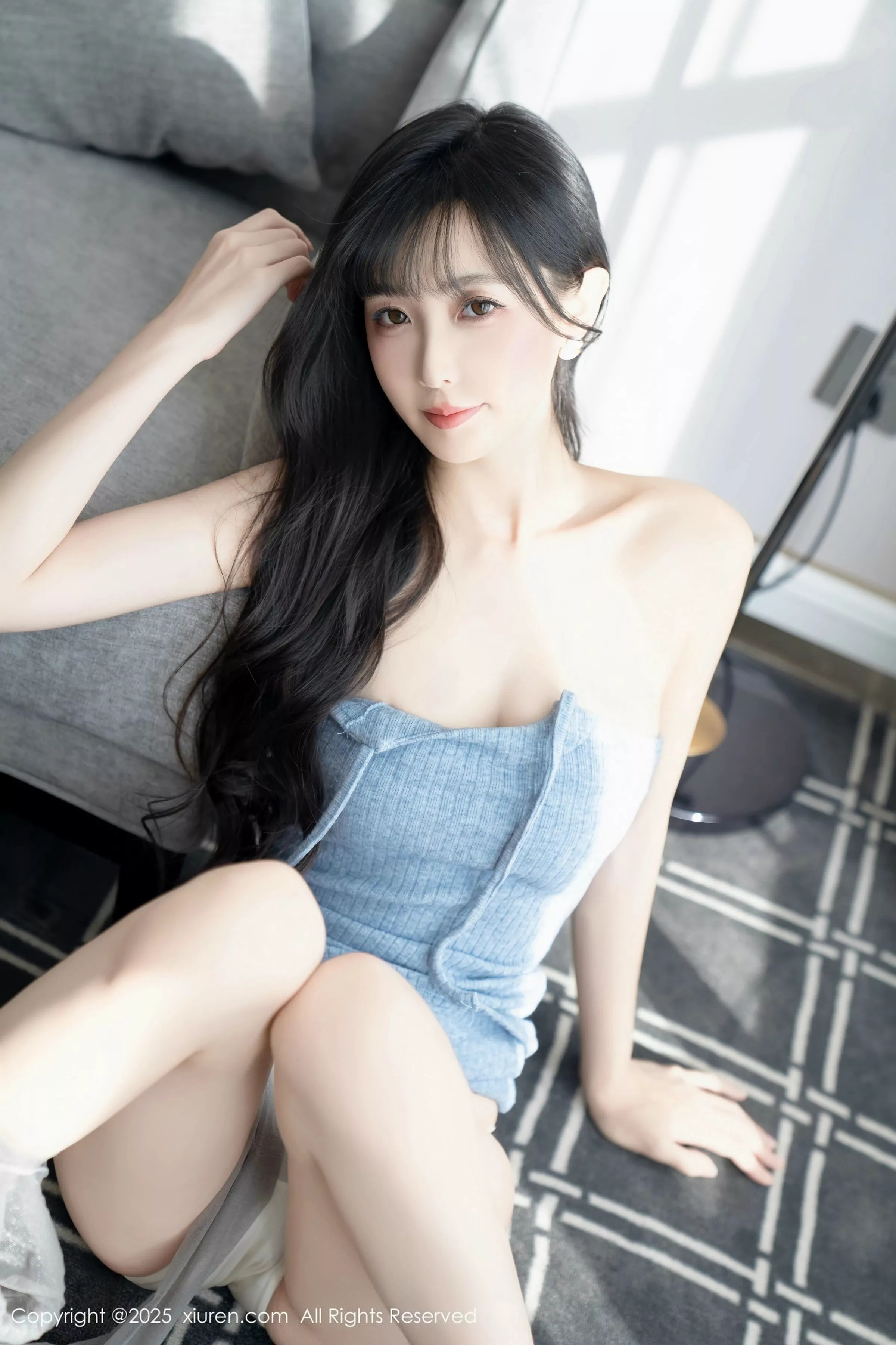 秀人集.com_[XiuRen秀人网]No.10124_模特樱桃小阑子性感浅蓝色连衣短裙配灰丝袜秀曼妙身姿诱惑写真86P