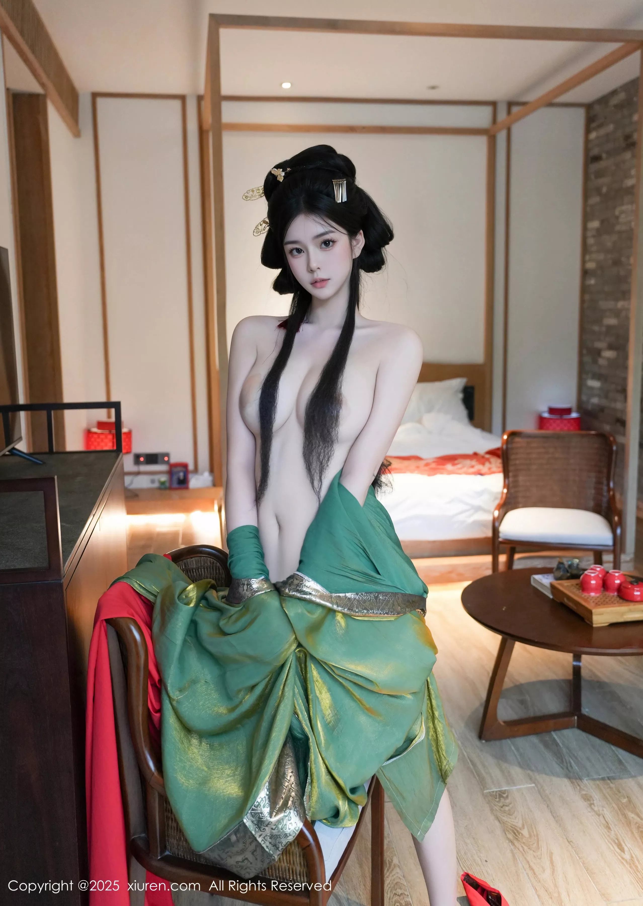 秀人集.com_[XiuRen秀人网]No.10126_模特雪糕CiCi性感绿色古风服饰露红色情趣服饰秀美腿诱惑写真68P