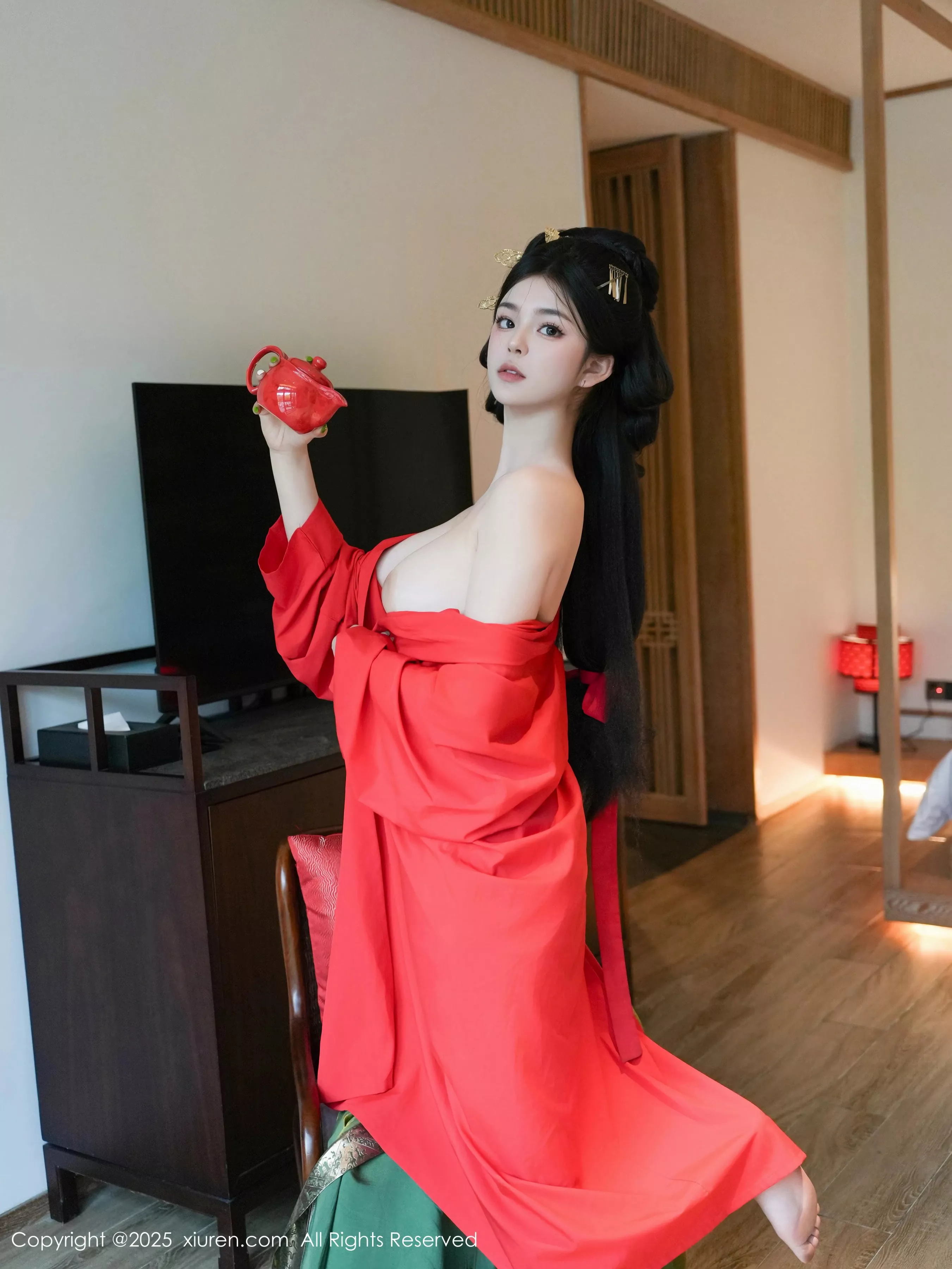 秀人集.com_[XiuRen秀人网]No.10126_模特雪糕CiCi性感绿色古风服饰露红色情趣服饰秀美腿诱惑写真68P