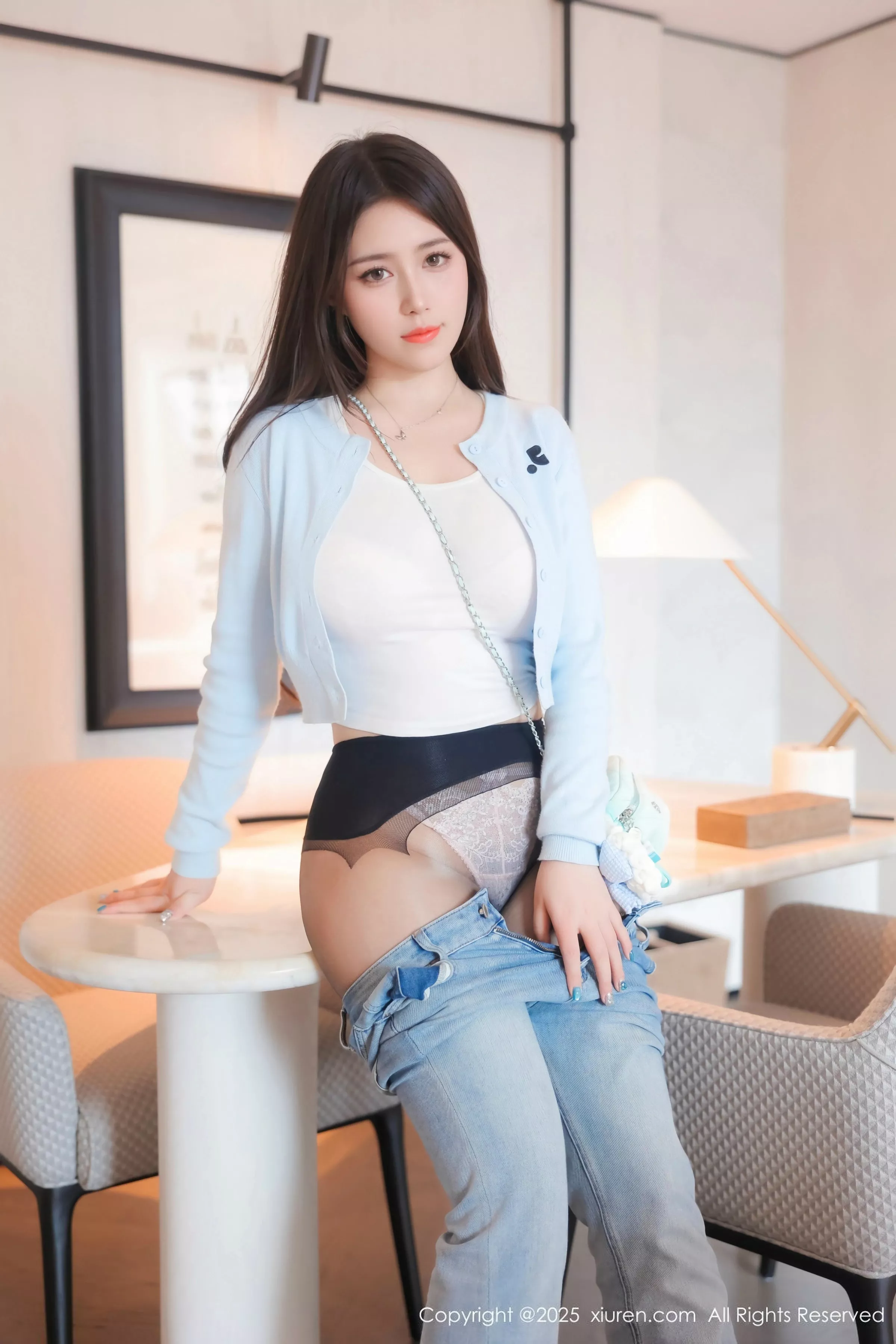 秀人集.com_[XiuRen秀人网]No.10450_模特蛋蛋宝性感粉色内衣配牛仔裤露超薄黑丝秀丰腴身材诱惑写真70P