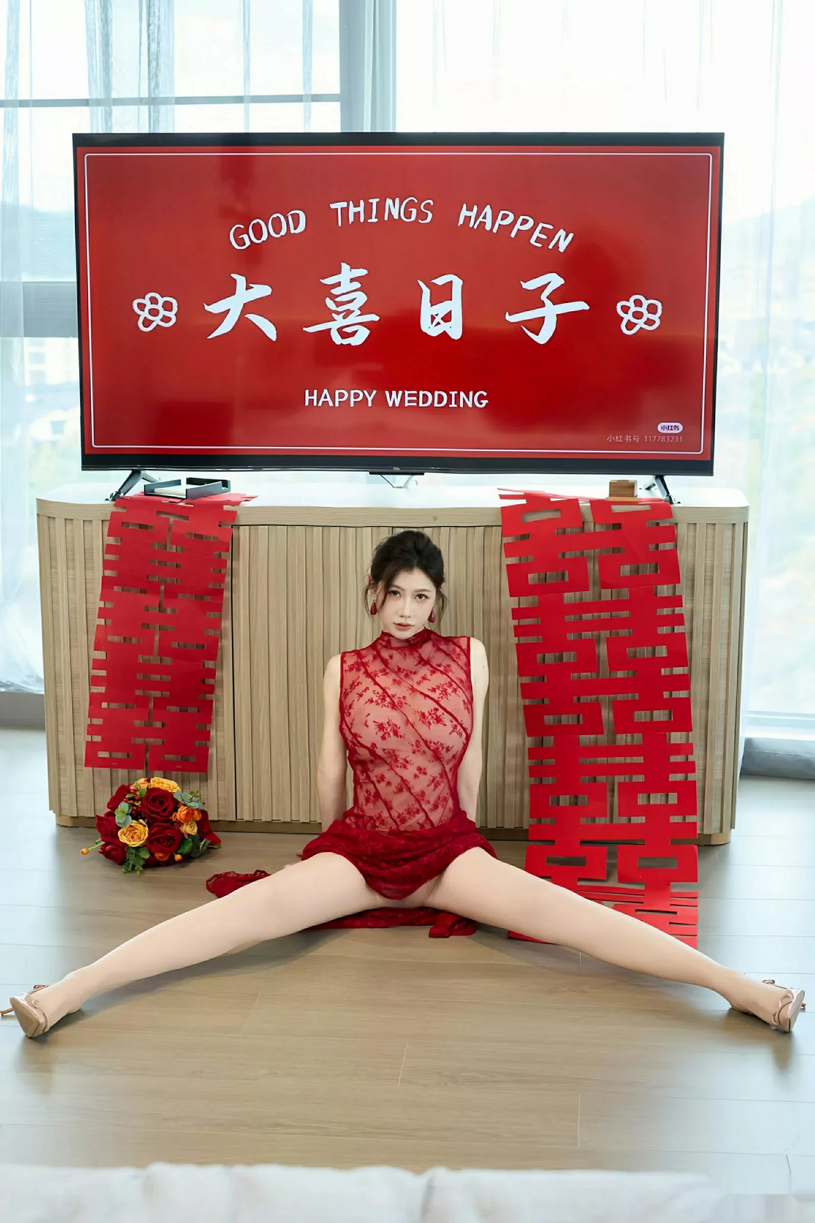 秀人集.com_[XiuRen秀人网]No.10578_模特尹甜甜性感红色新娘晨袍配肉色丝袜秀完美身材迷人诱惑写真69P