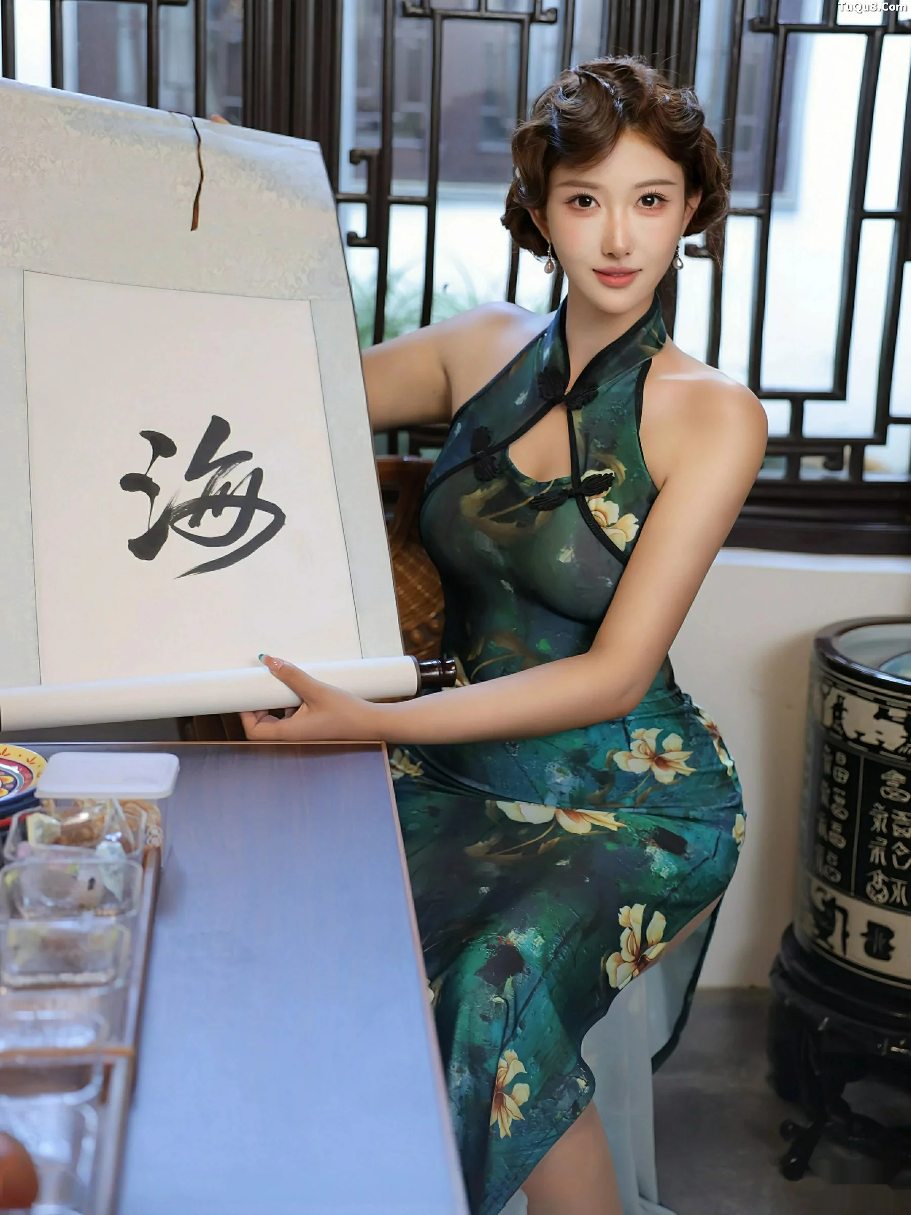 秀人集.com_[XiuRen秀人网]No.10815_模特金允希Yuki性感绿色旗袍配超薄肉丝秀丰腴身材迷人诱惑写真78P