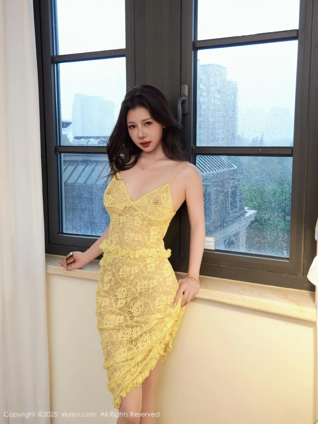 秀人集.com_[XiuRen秀人网]No.10879_模特尹甜甜sunny性感淡黄蕾丝裙配超薄肉色秀完美身材诱惑写真82P