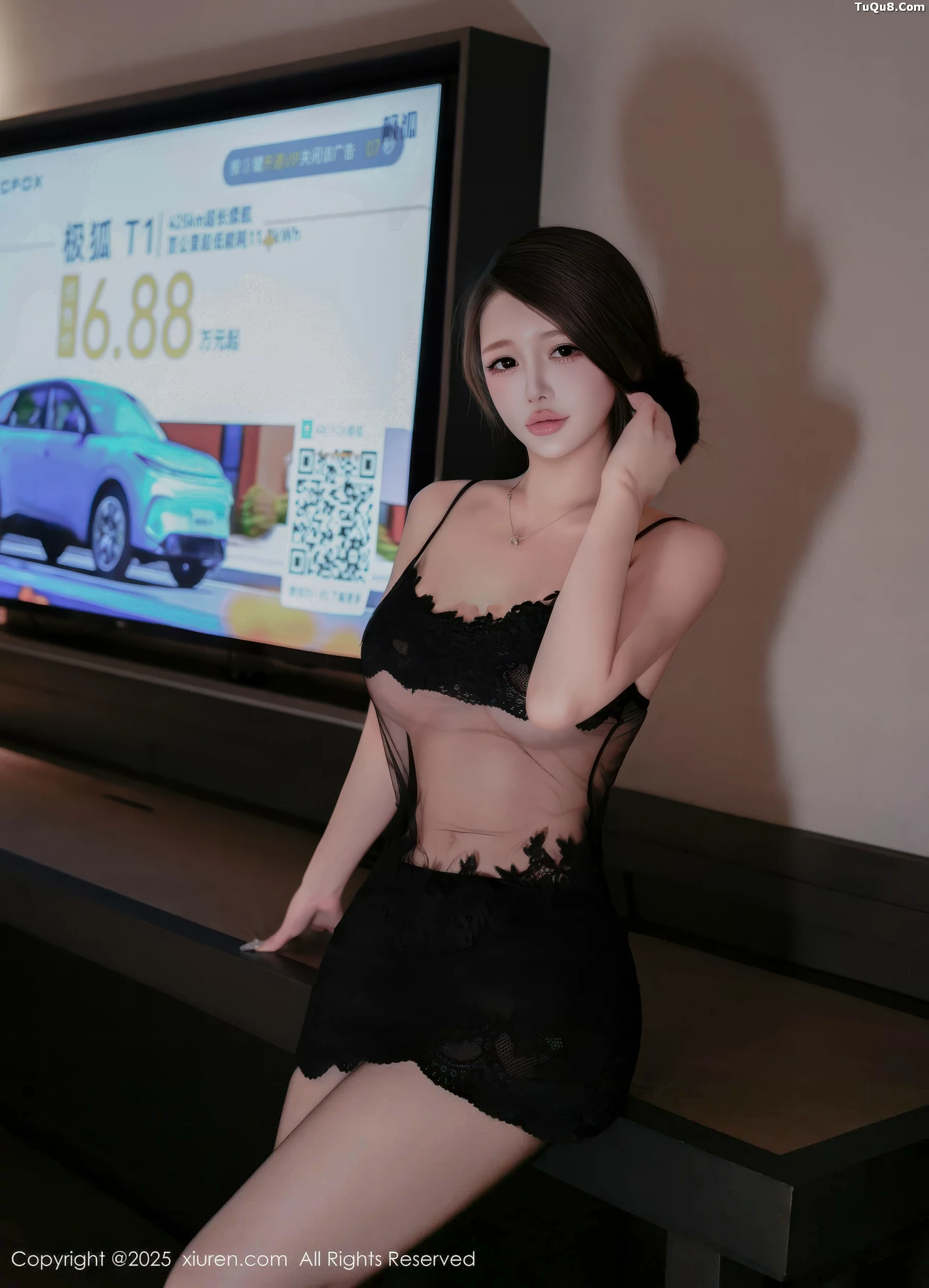 秀人集.com_[XiuRen秀人网]No.10929_模特甜妮性感黑色情趣内衣配超薄黑丝秀丰腴身姿迷人诱惑写真59P