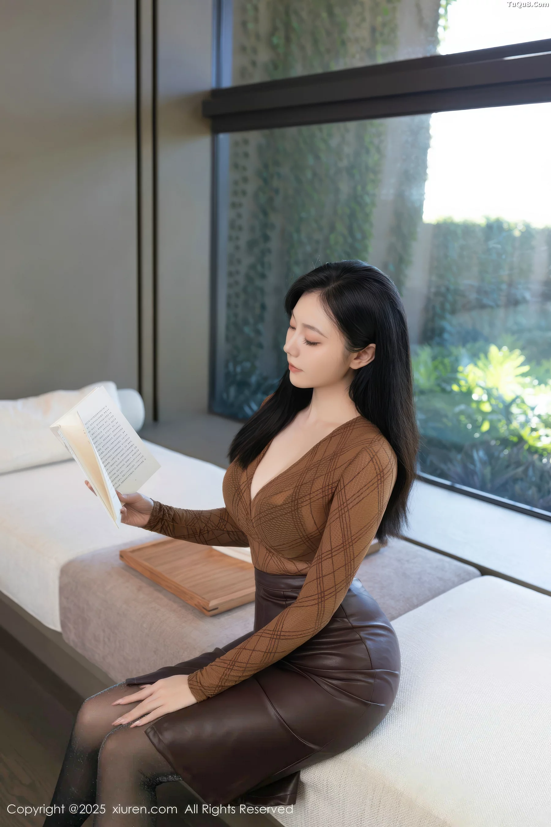 秀人集.com_[XiuRen秀人网]No.10947_模特安然anran性感棕色皮裙露黑色内衣配黑丝袜秀美腿诱惑写真78P