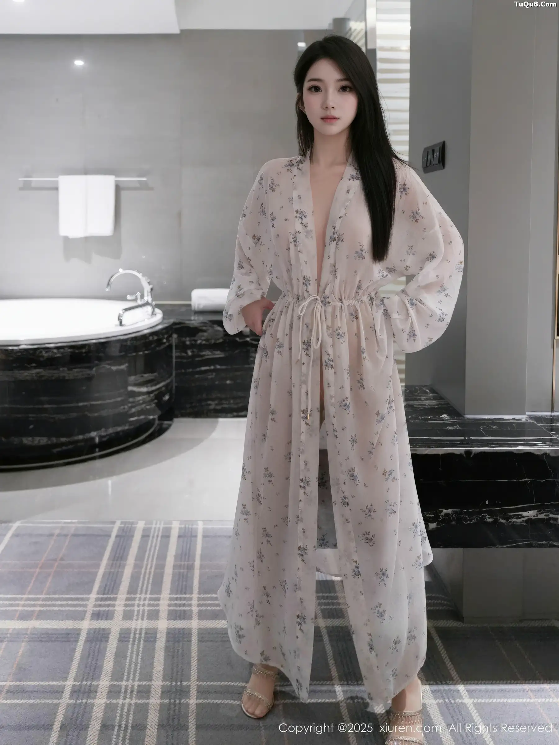 秀人集.com_[XiuRen秀人网]No.10988_模特烧烧小桃蓝色连衣短裙+白色碎花连衣裙秀曼妙身材诱惑写真52P